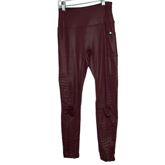 Gottex Maroon Moto Style Leggings. Size XS. - Picture 1 of 10